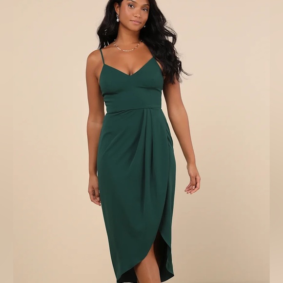 Lulus Reinette Dark Green Midi Dress - Picture 6 of 6